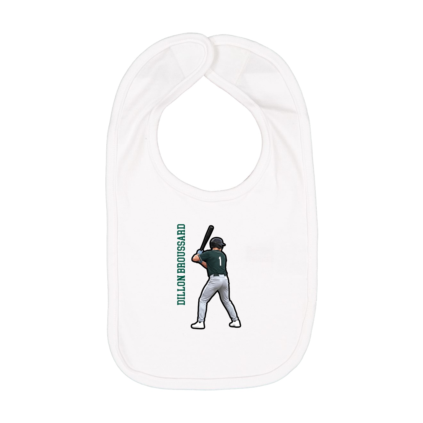 Infant Bib — Name Vertical in White