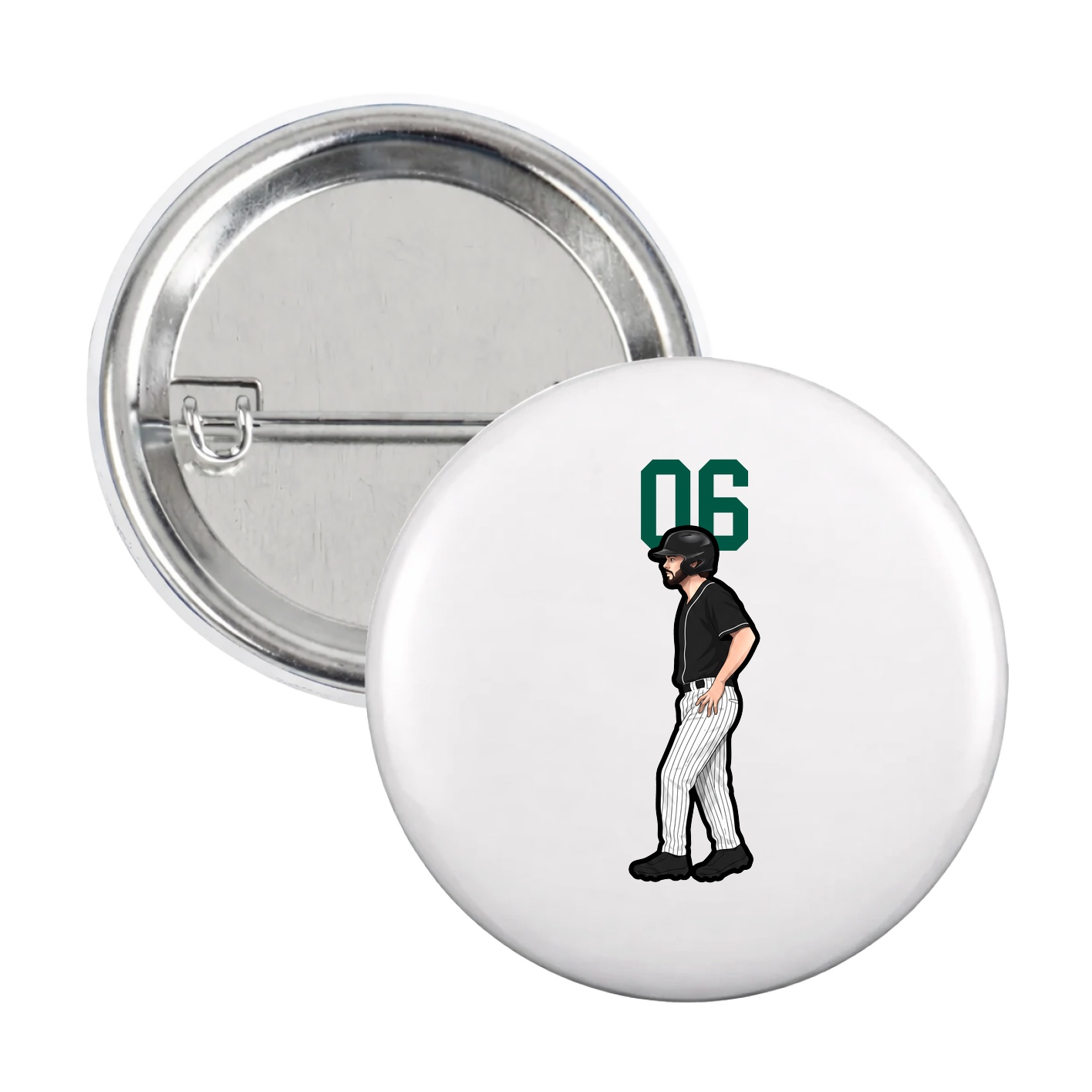 Game Day Button — Number Top in White