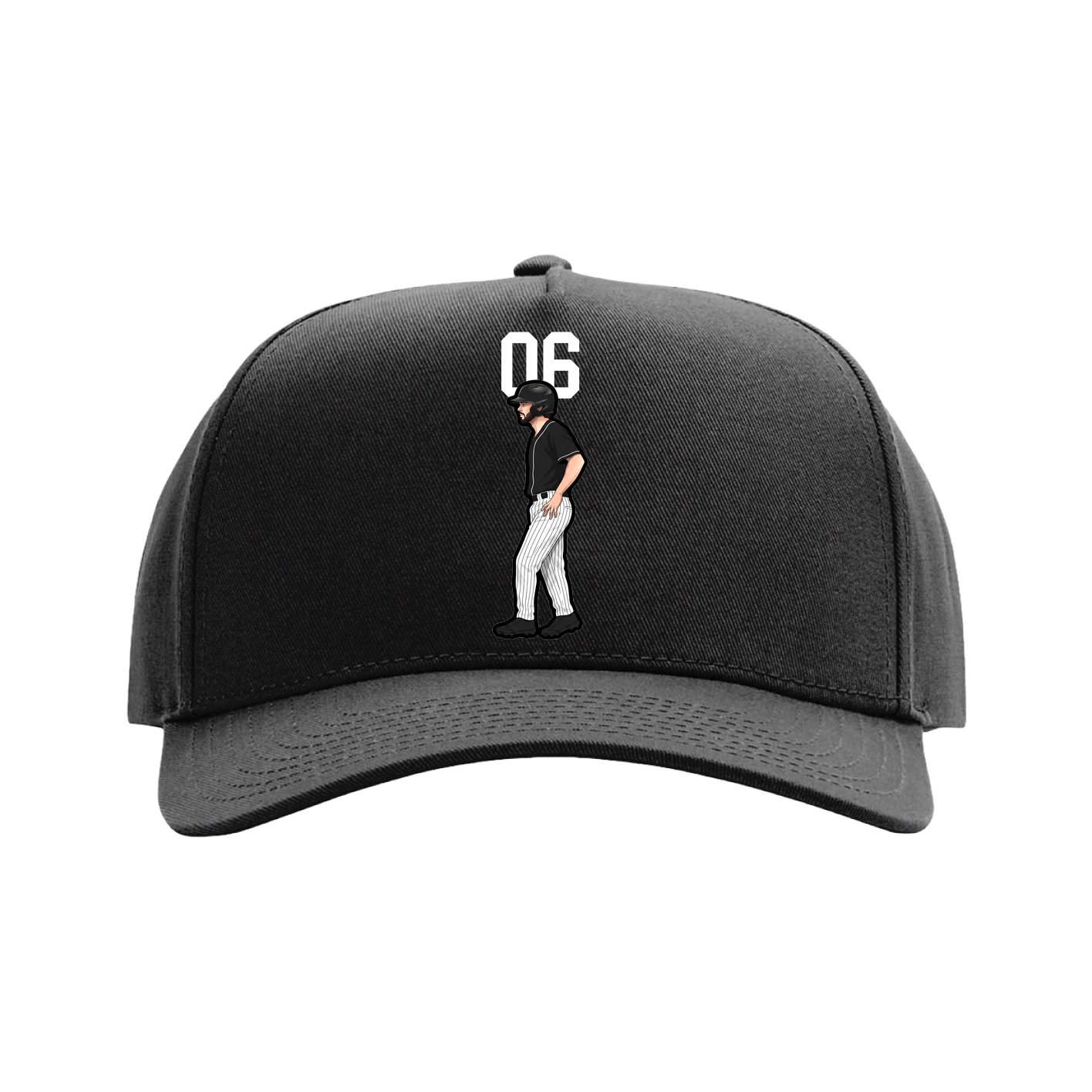 Full Fabric Five-Panel Champ Cap — Number Top in Black