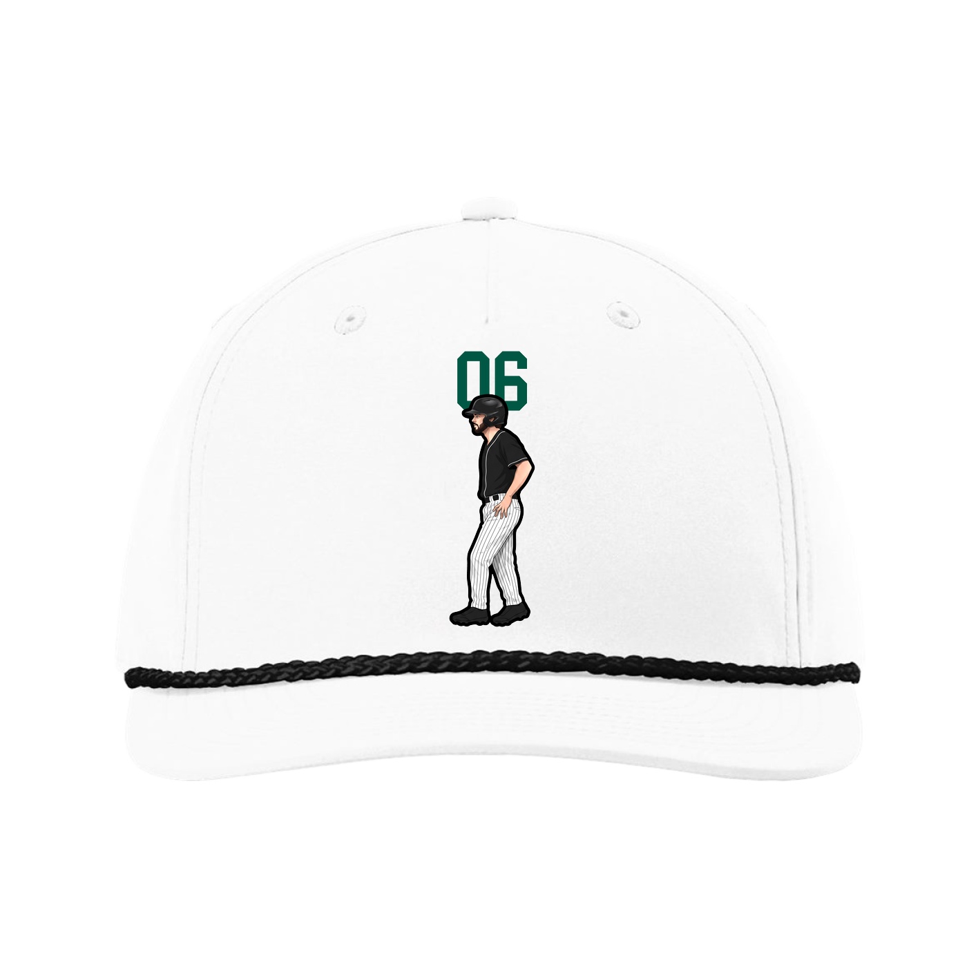 Five-Panel Classic Rope Cap — Number Top in White