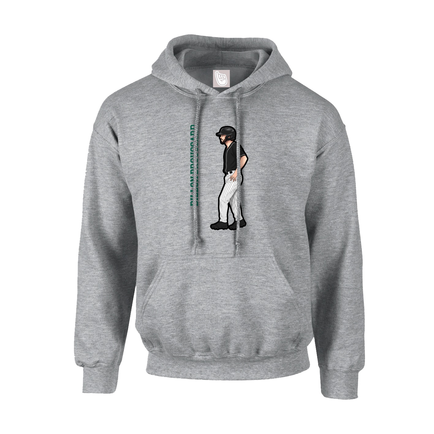 Hoodie — Name Vertical in Grey
