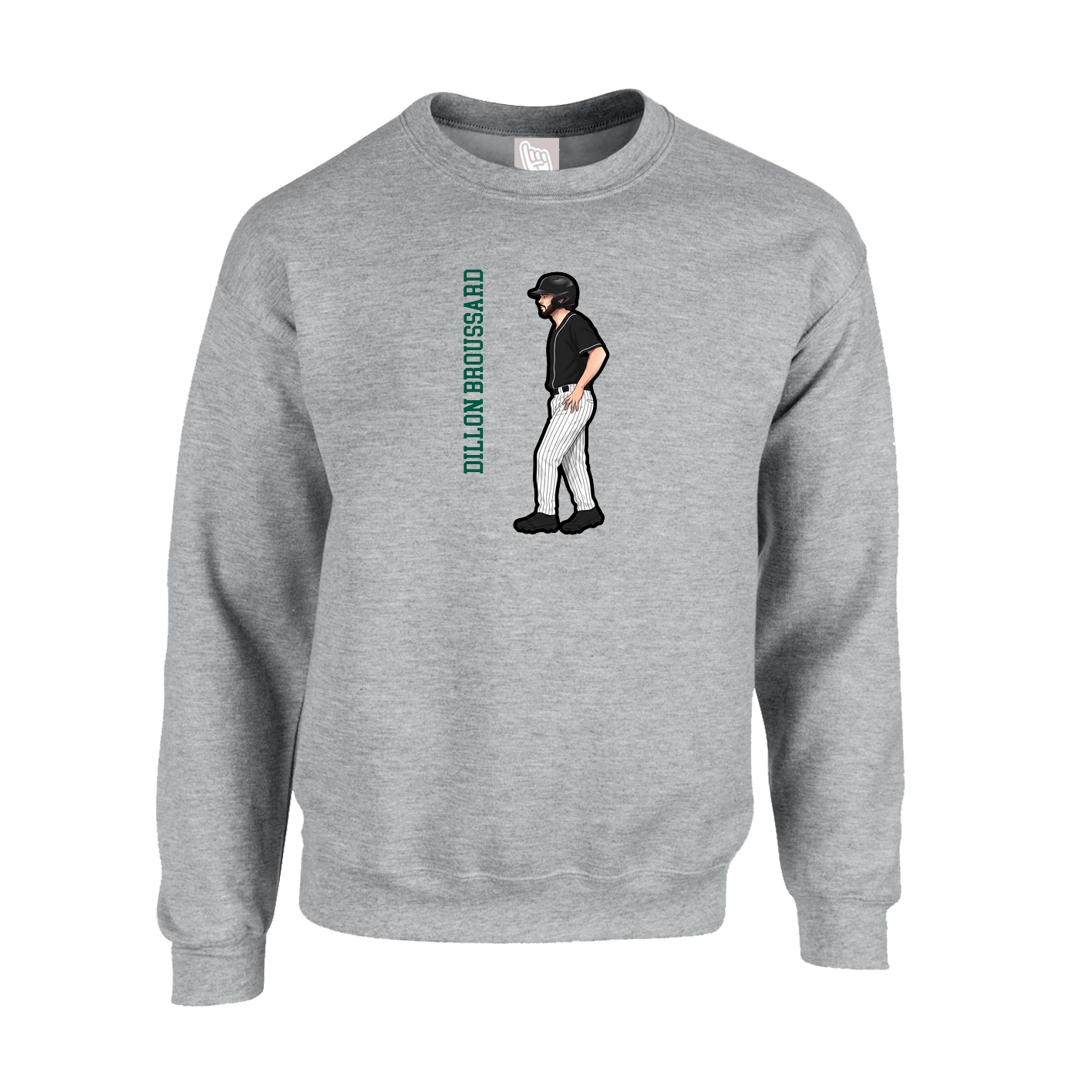 Fleece Crew — Name Vertical in Grey