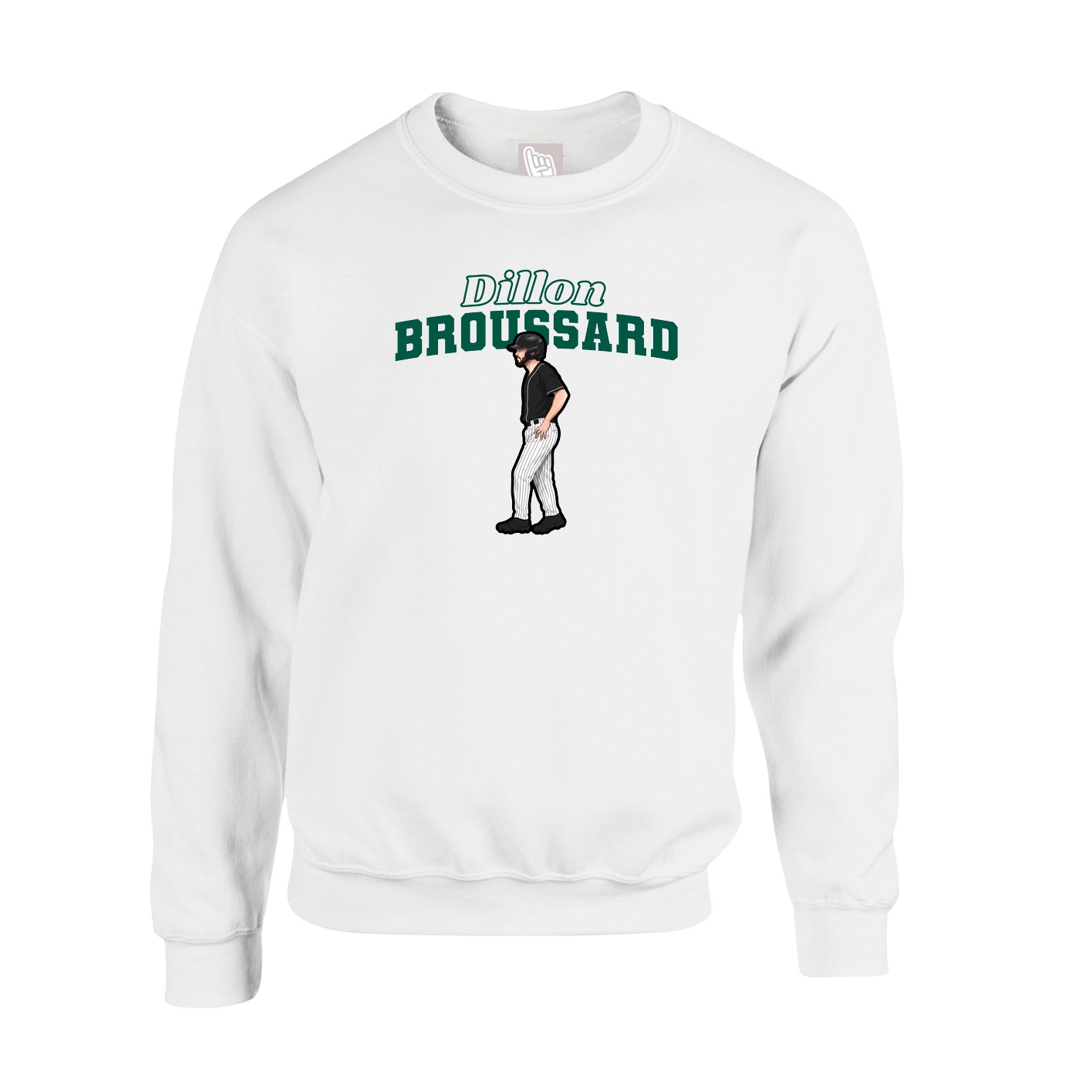 Fleece Crew — Name Arch in White