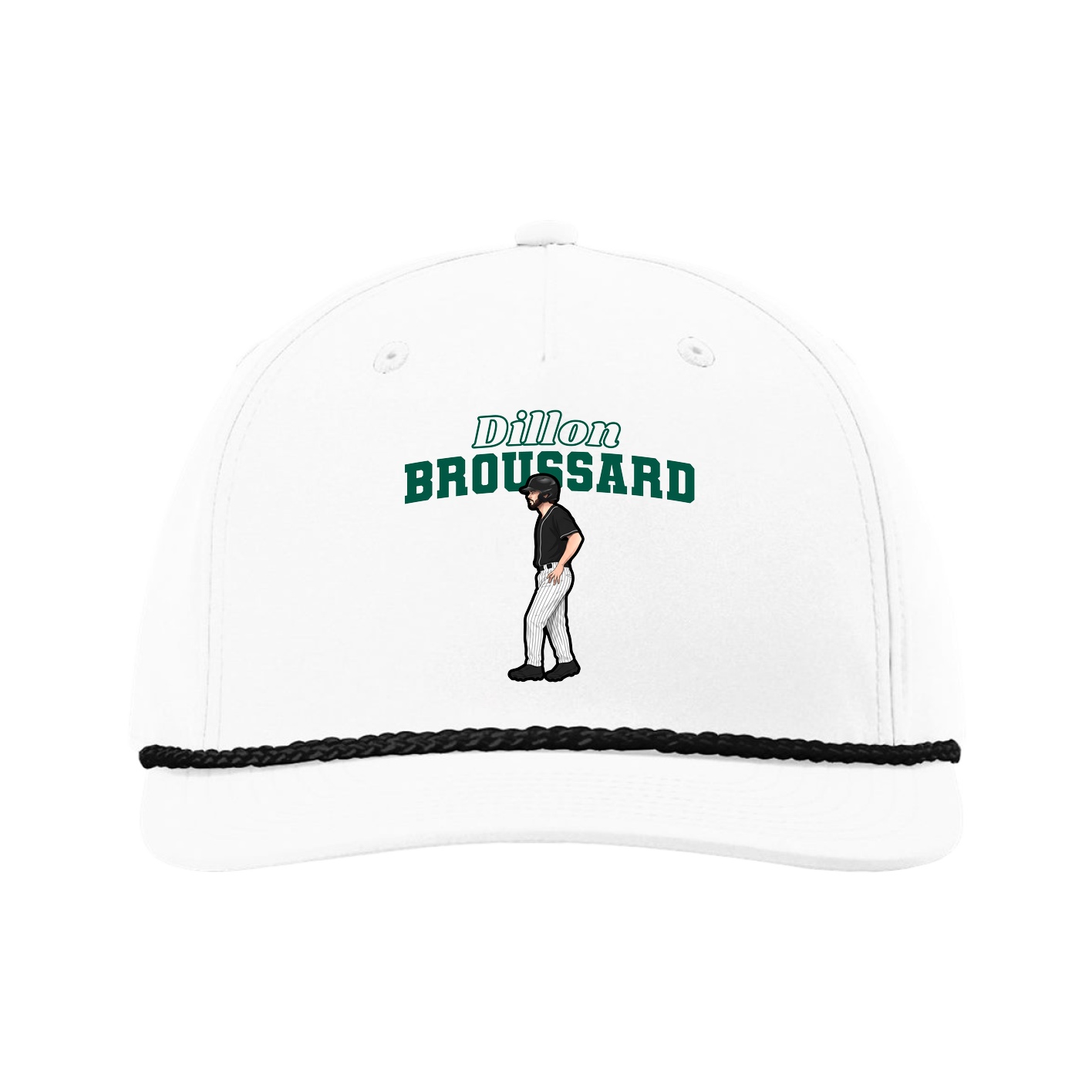 Five-Panel Classic Rope Cap — Name Arch in White