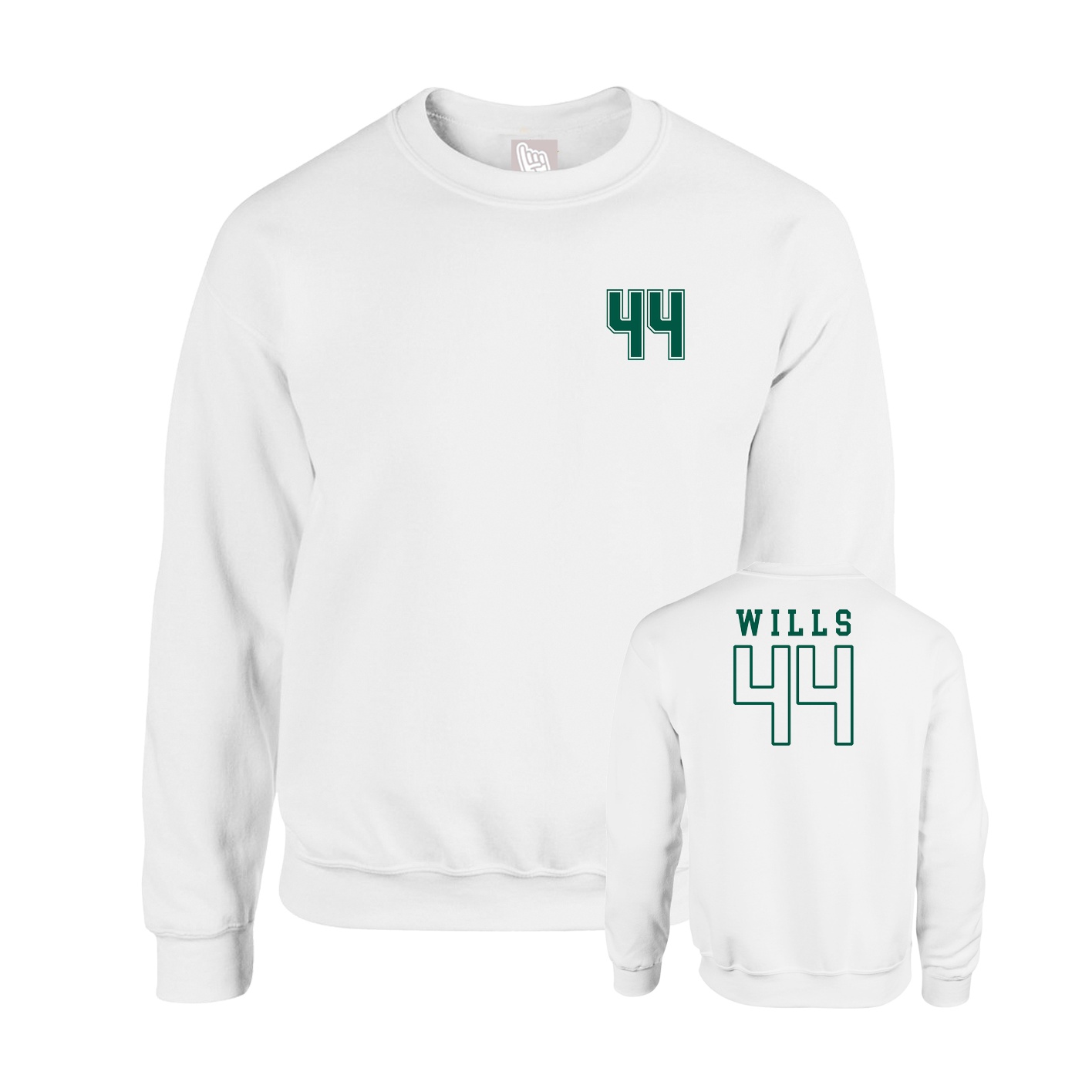 Fleece Crew — Chest Back in White