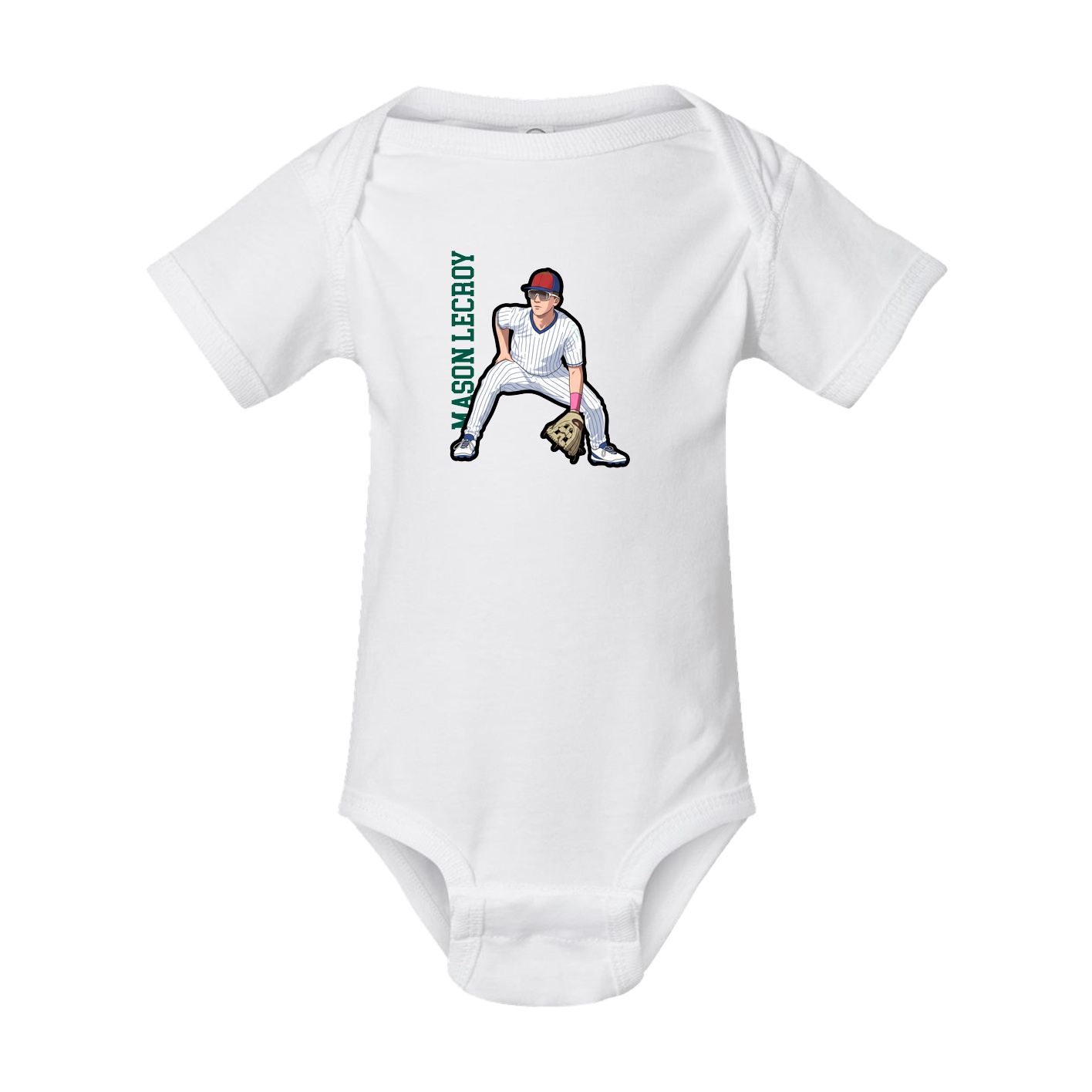 Baby Onesie — Name Vertical in White