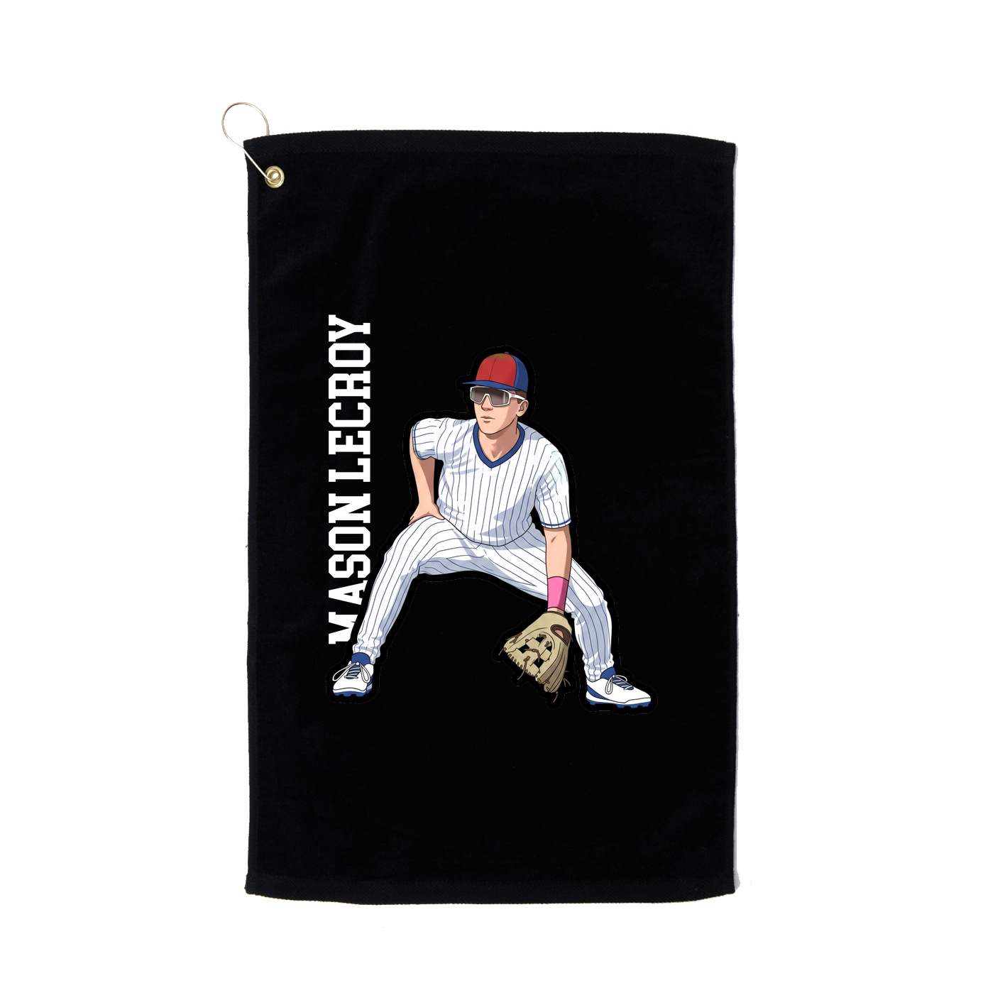Golf Towel — Name Vertical in Black