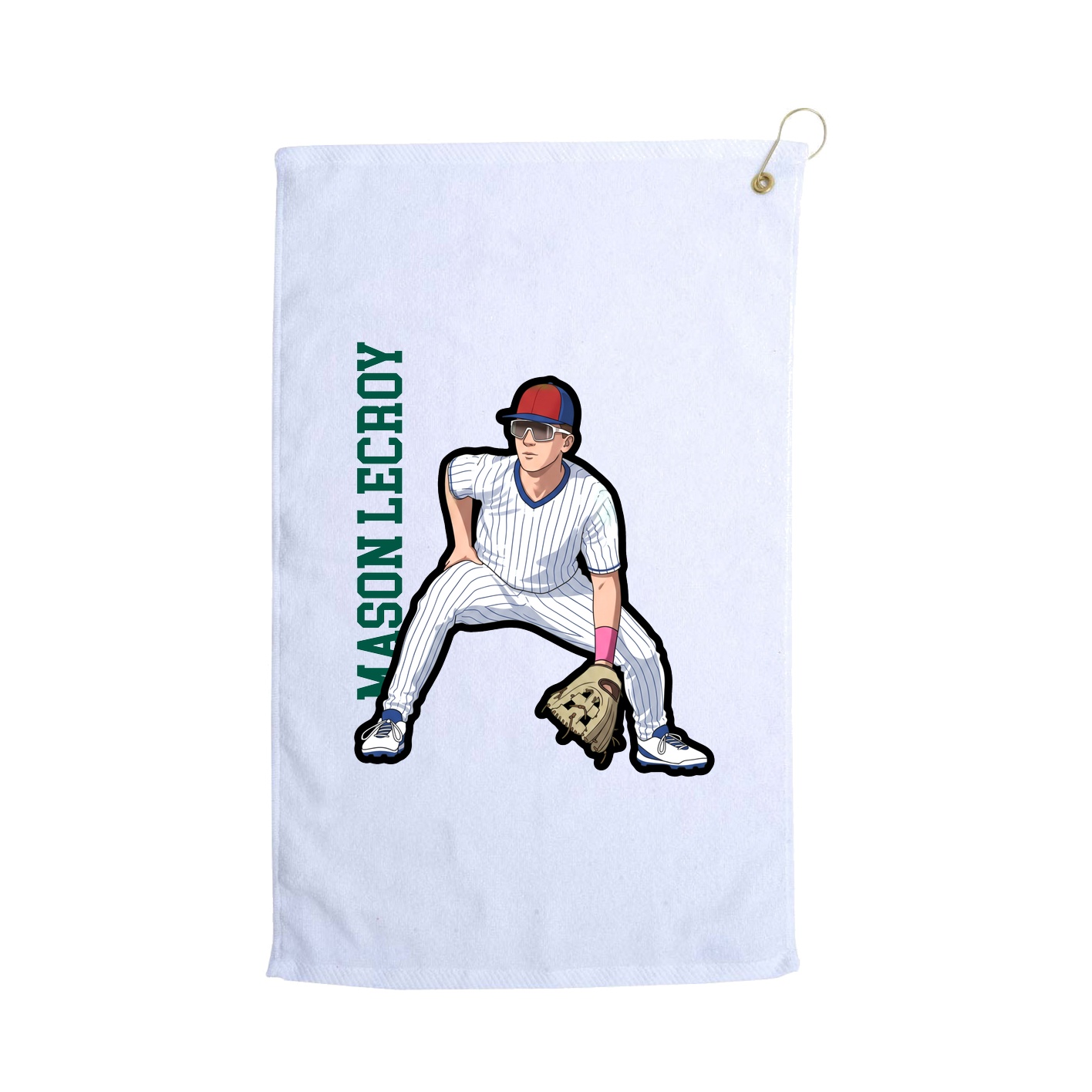 Golf Towel — Name Vertical in White