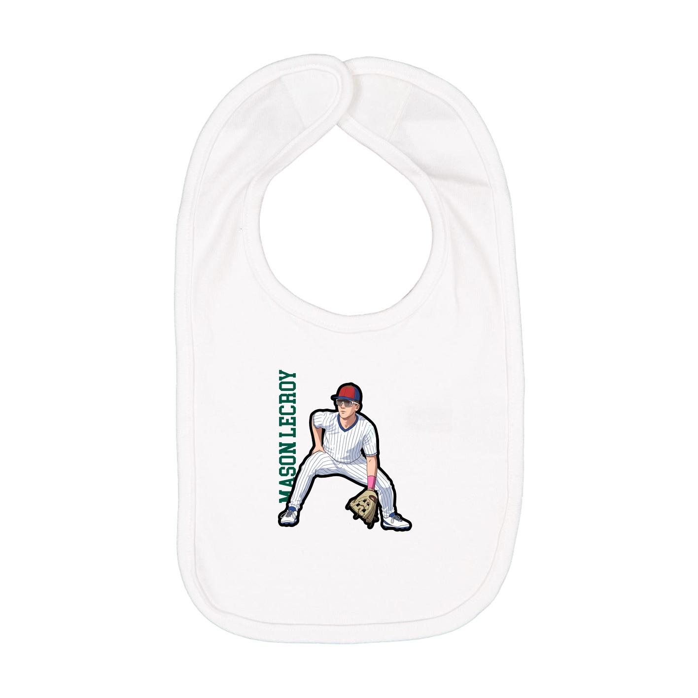 Infant Bib — Name Vertical in White