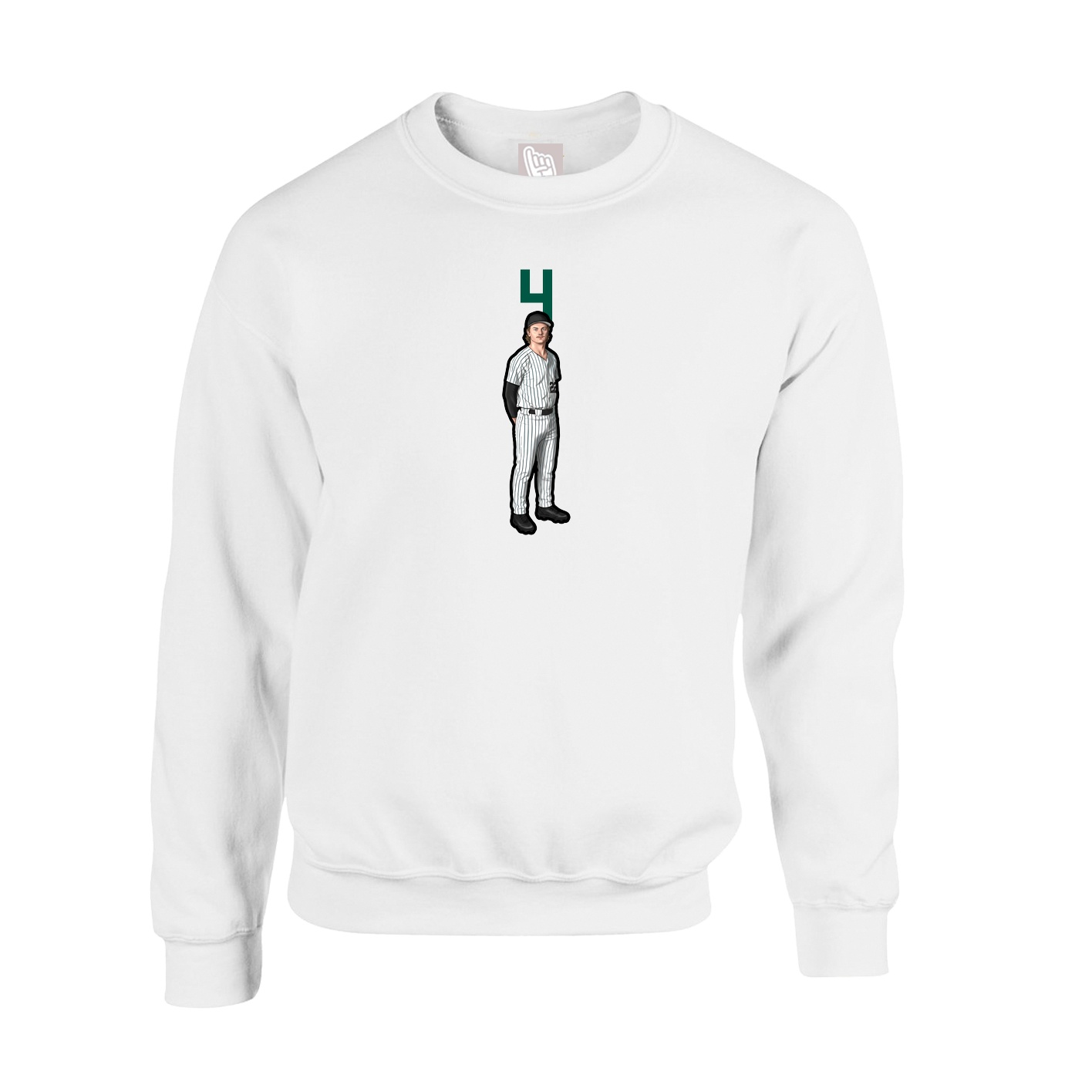 Fleece Crew — Number Top in White