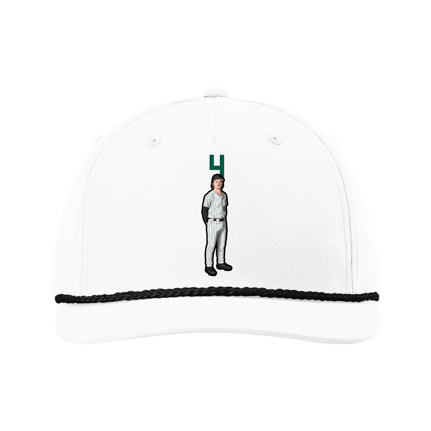 Five-Panel Classic Rope Cap — Number Top in White