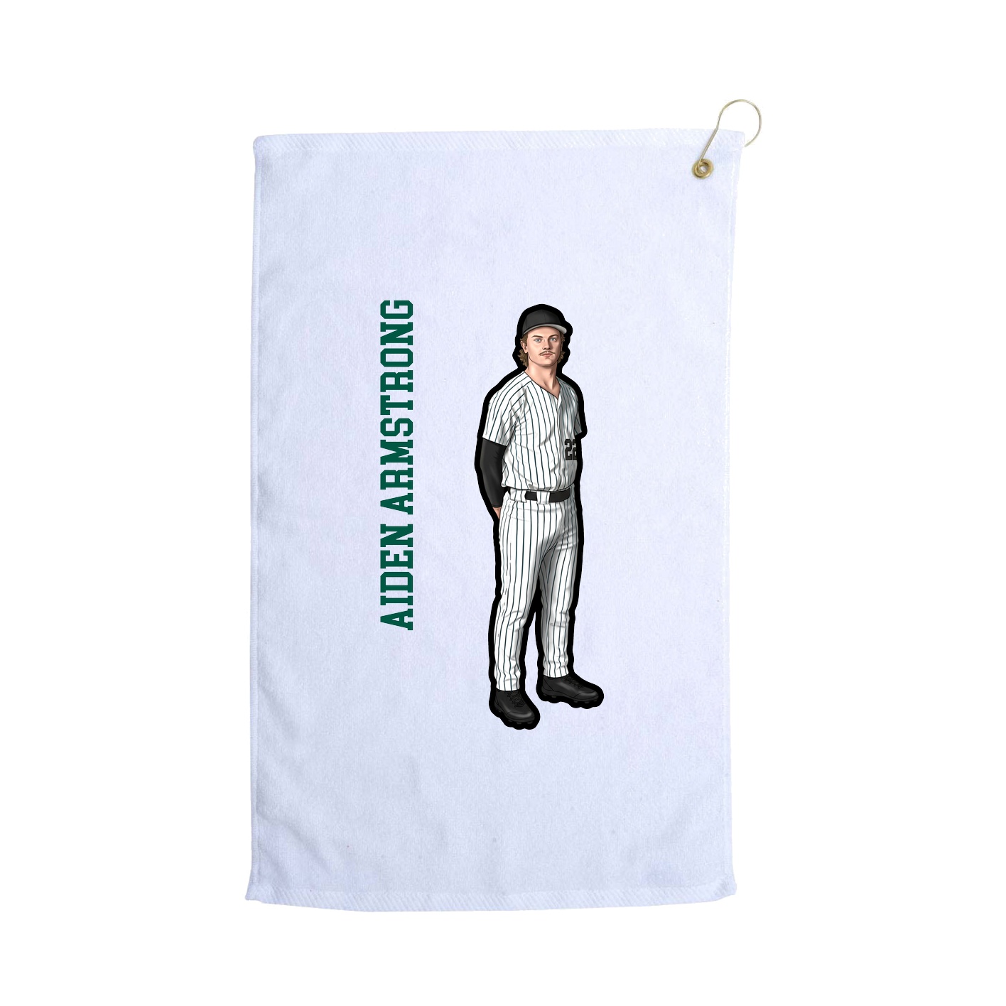 Golf Towel — Name Vertical in White