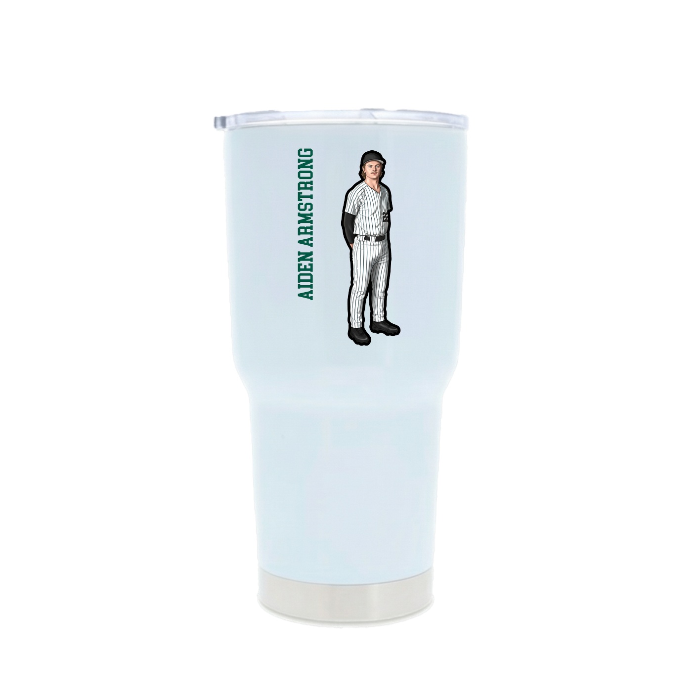 30oz Stainless Steel Tumbler — Name Vertical in White