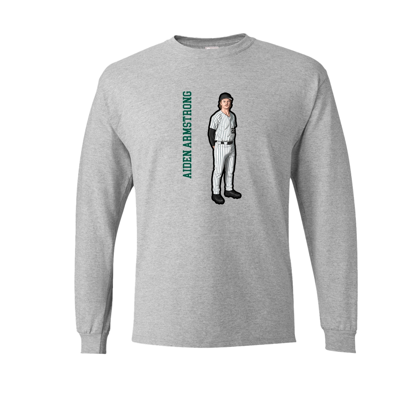 Long Sleeve Tee — Name Vertical in Grey