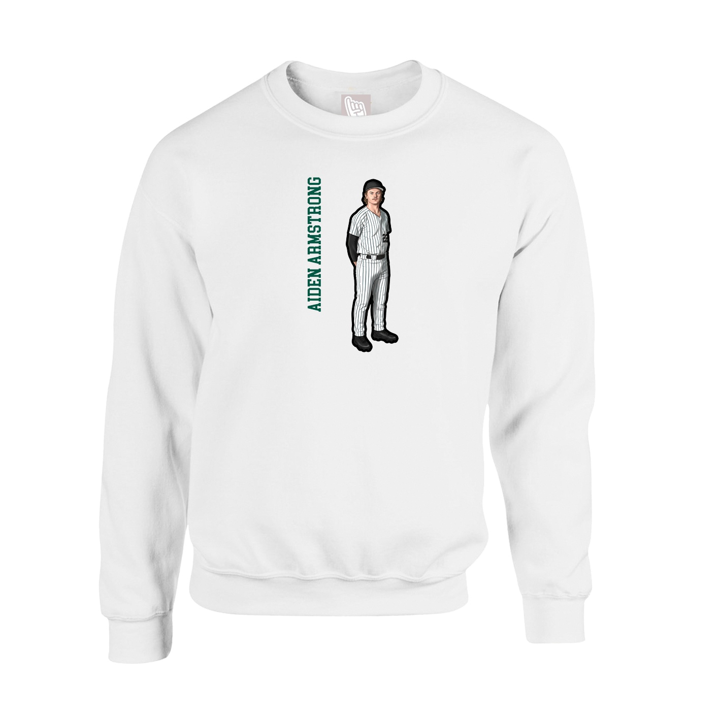Fleece Crew — Name Vertical in White
