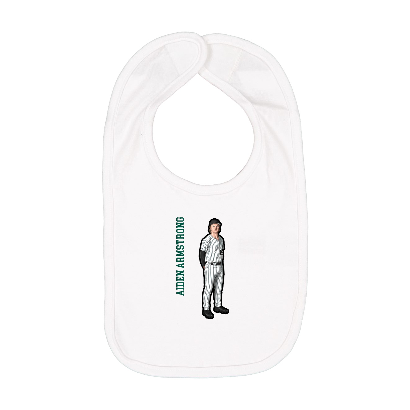 Infant Bib — Name Vertical in White
