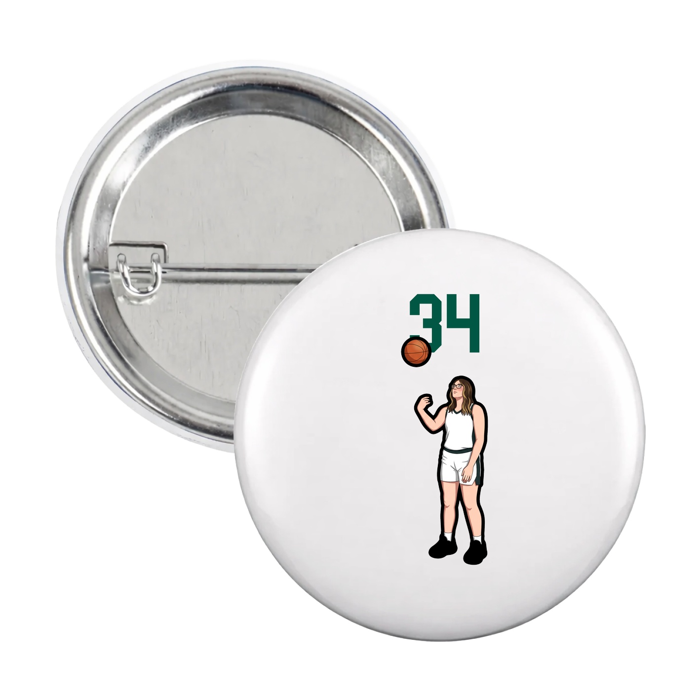 Game Day Button — Number Top in White
