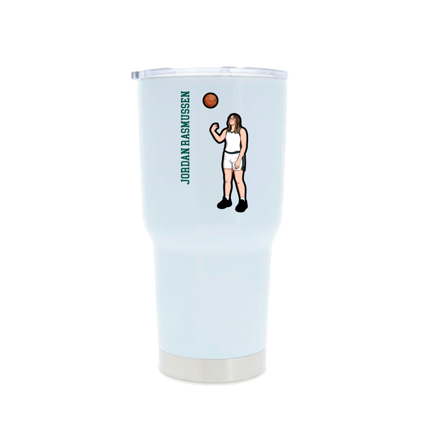 30oz Stainless Steel Tumbler — Name Vertical in White