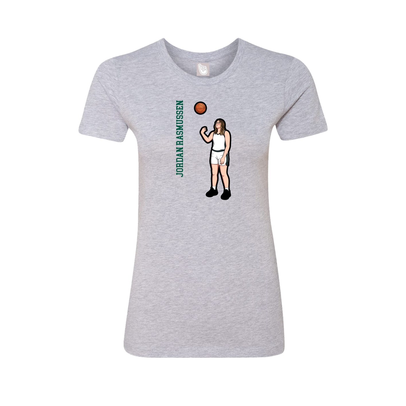 Fitted Women's Tee — Name Vertical in Grey