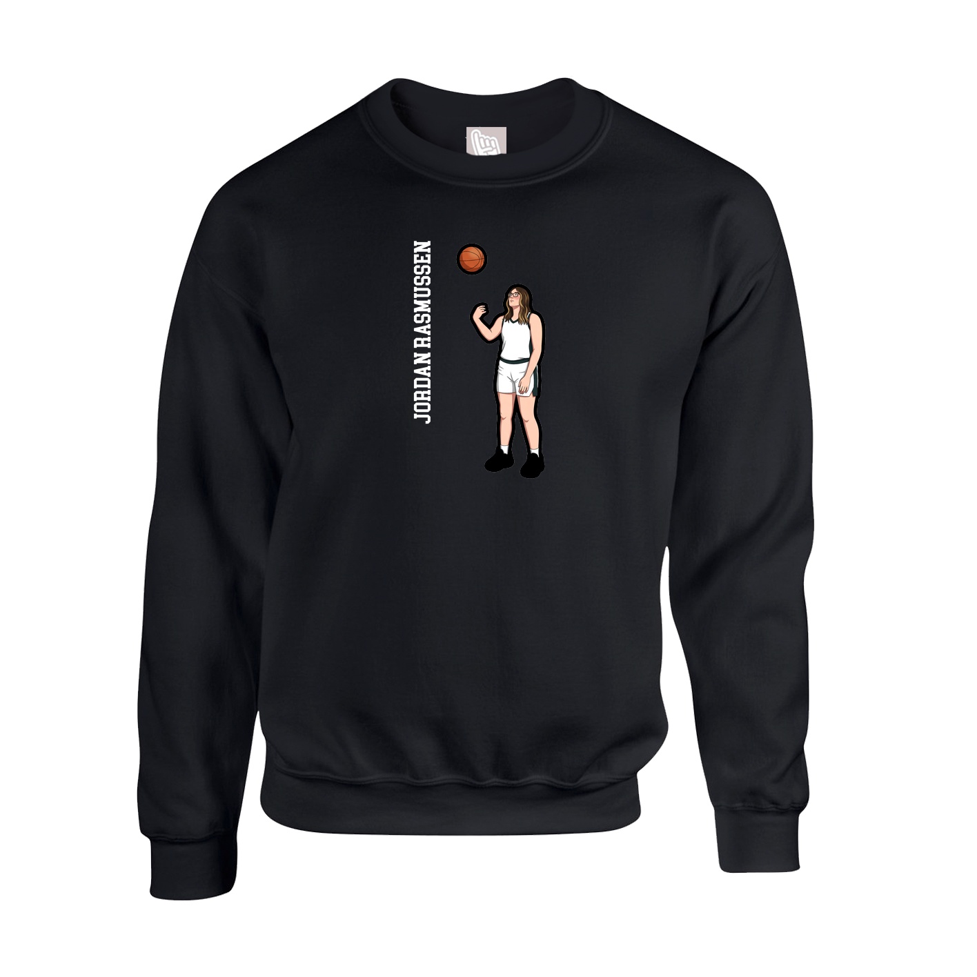 Fleece Crew — Name Vertical in Black