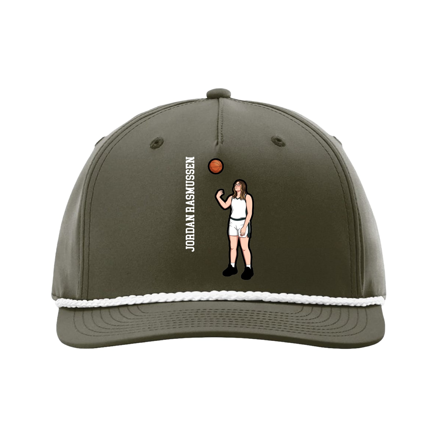Five-Panel Classic Rope Cap — Name Vertical in Green