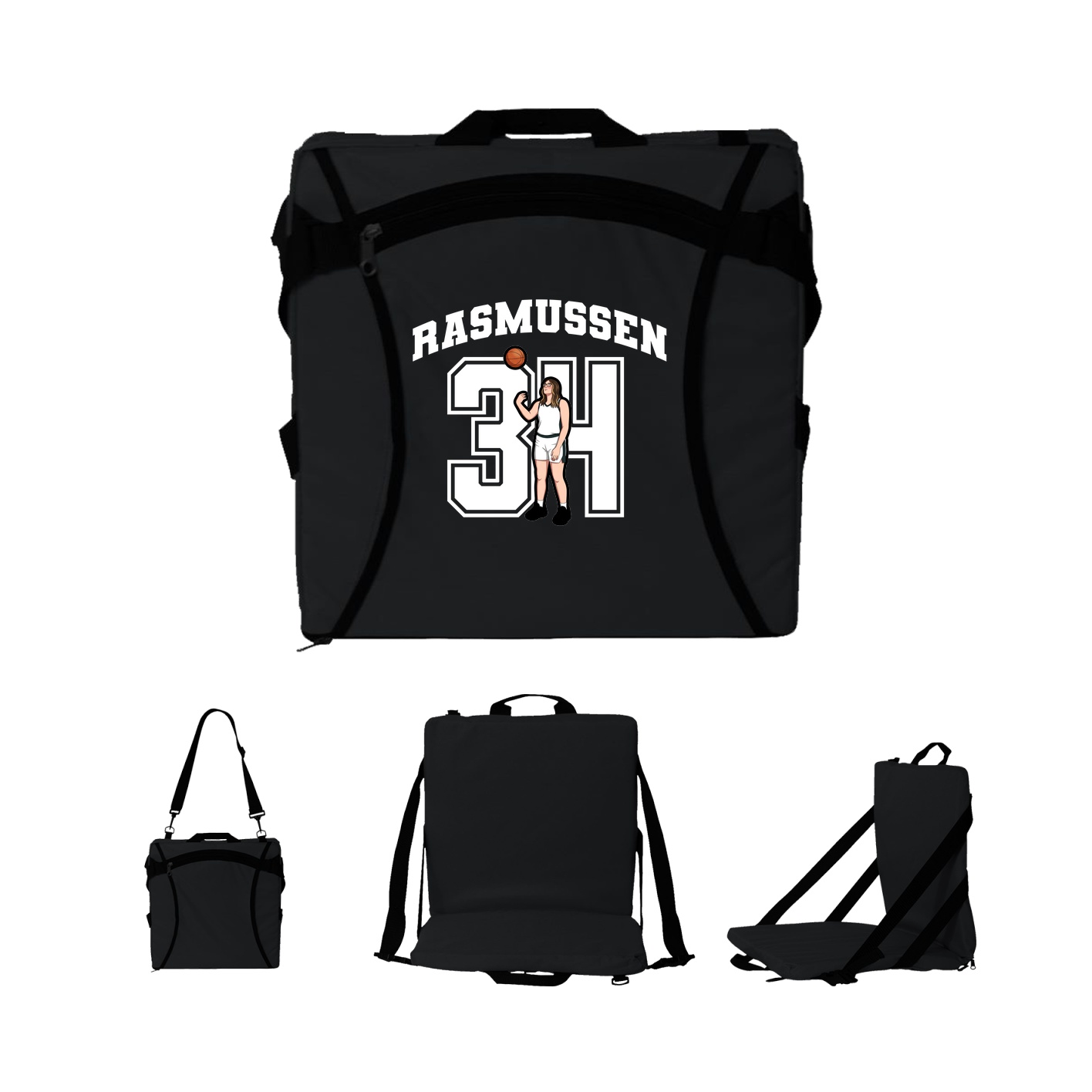 Folding Stadium Seat — Number in Black