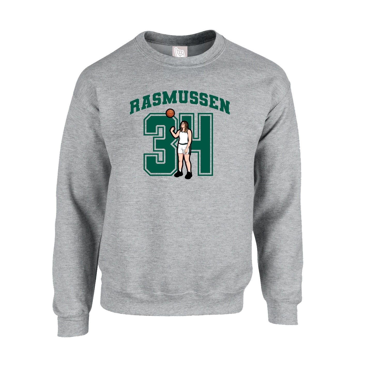 Fleece Crew — Number in Grey