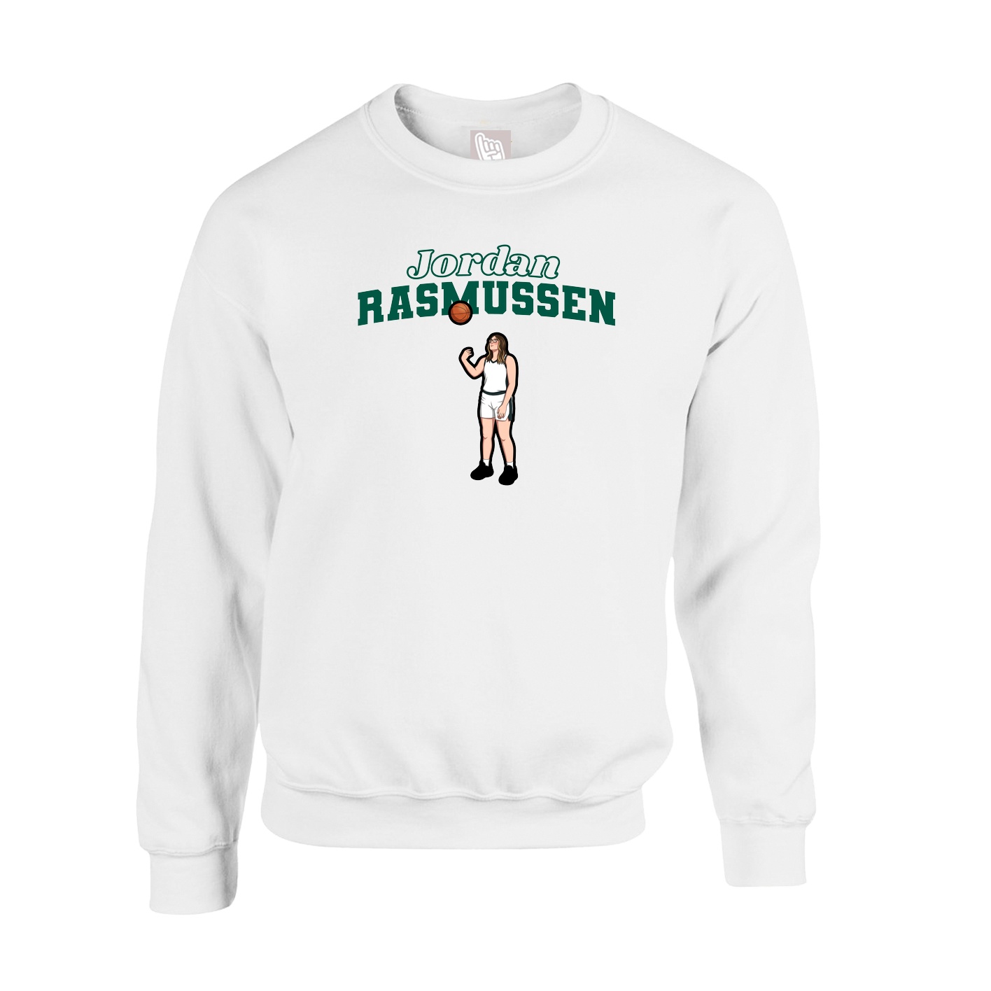 Fleece Crew — Name Arch in White