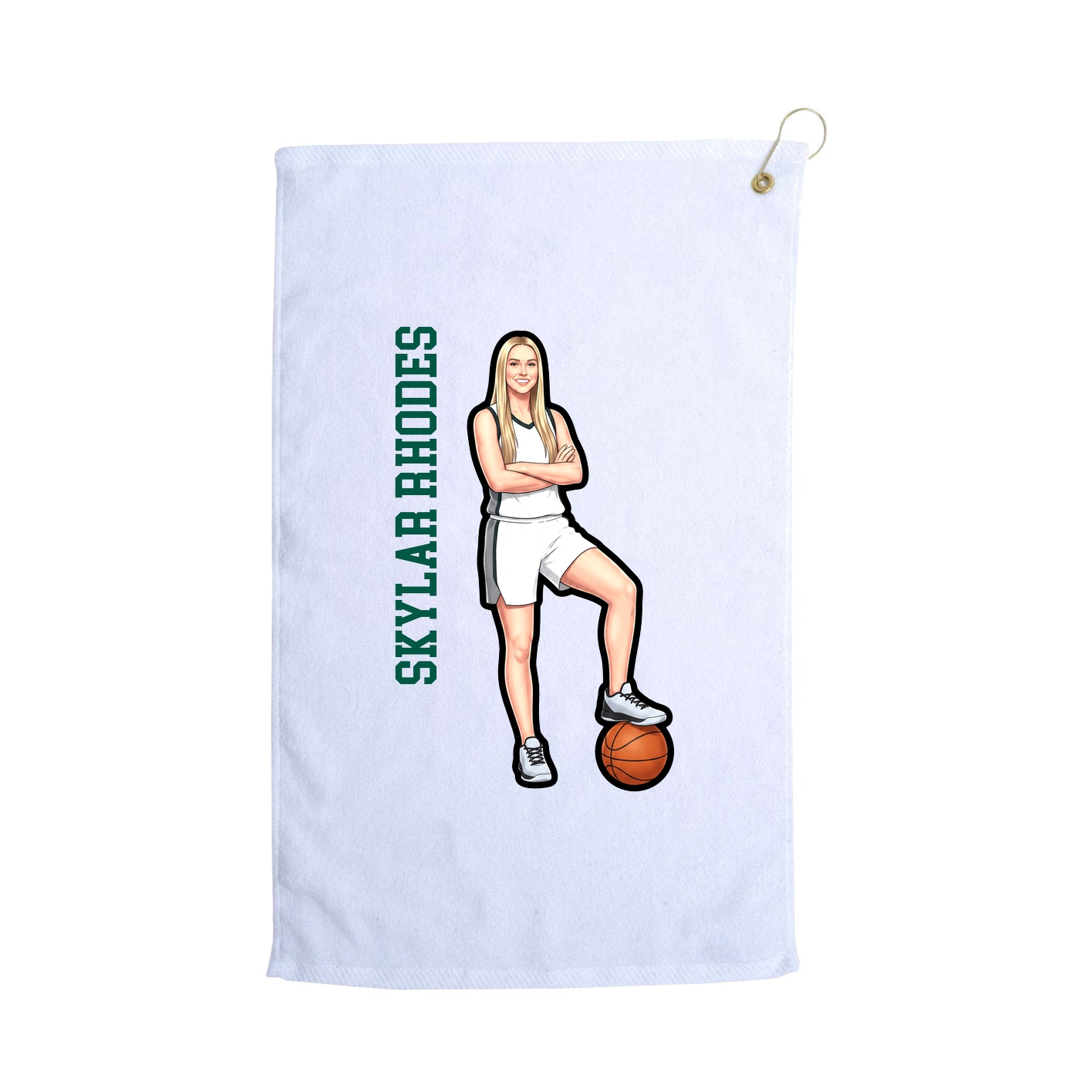 Golf Towel — Name Vertical in White