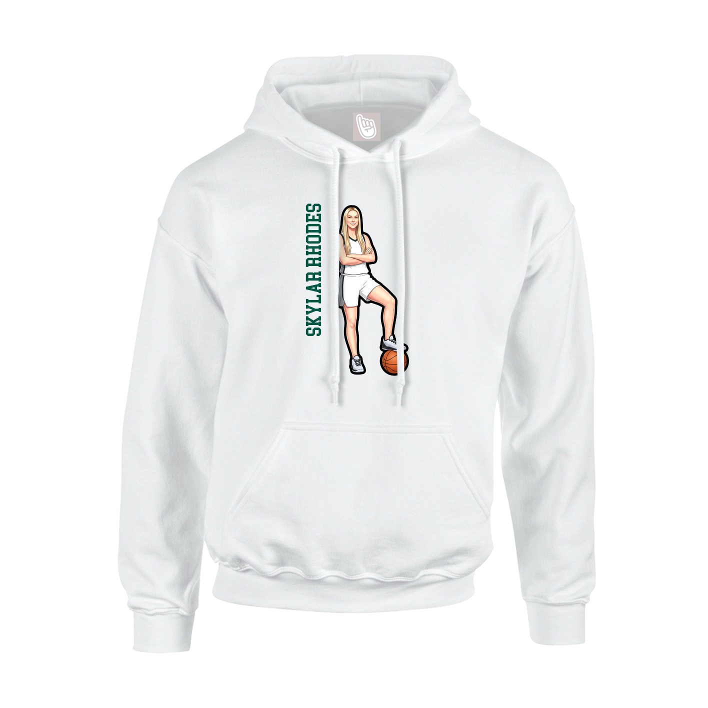 Youth Hoodie — Name Vertical in White