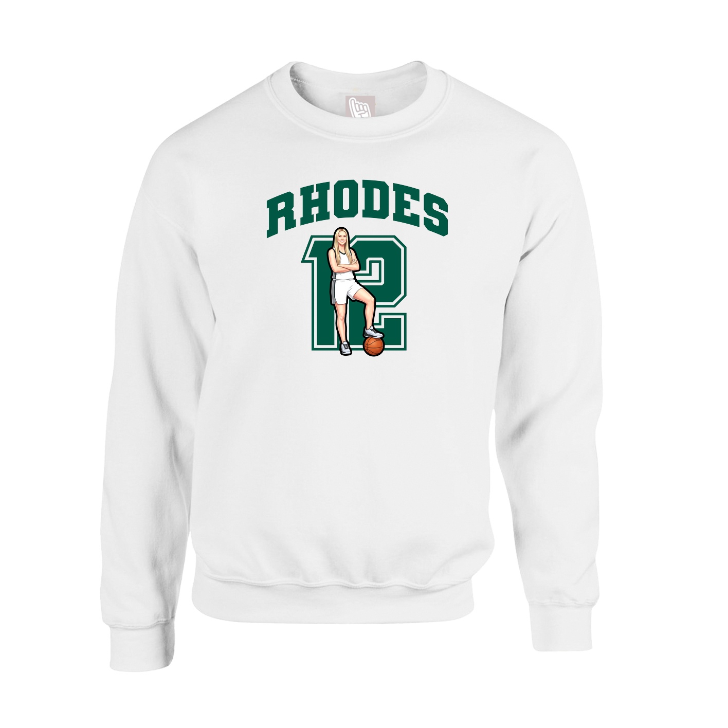 Fleece Crew — Number in White