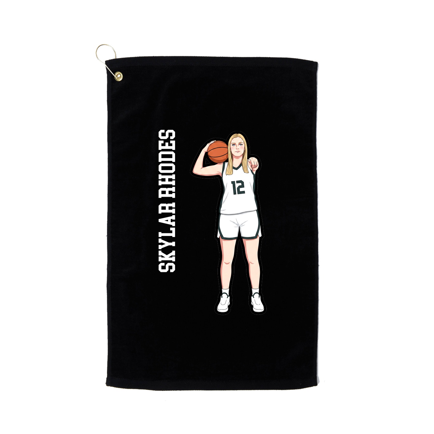 Golf Towel — Name Vertical in Black