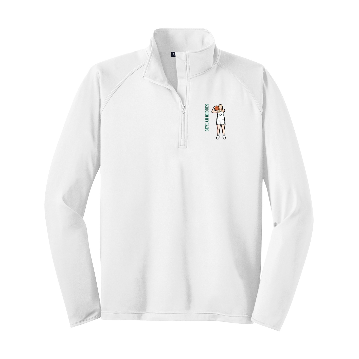 Q-Zip Pullover — Name Vertical in White