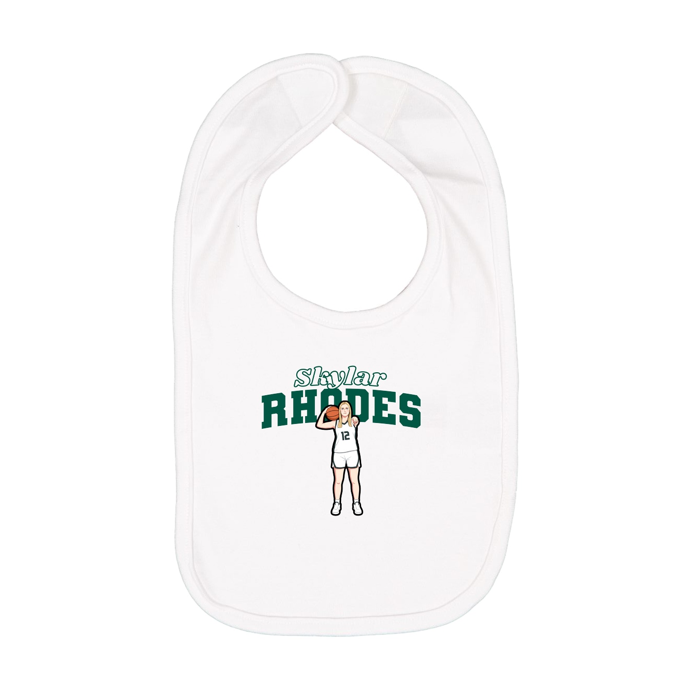 Infant Bib — Name Arch in White