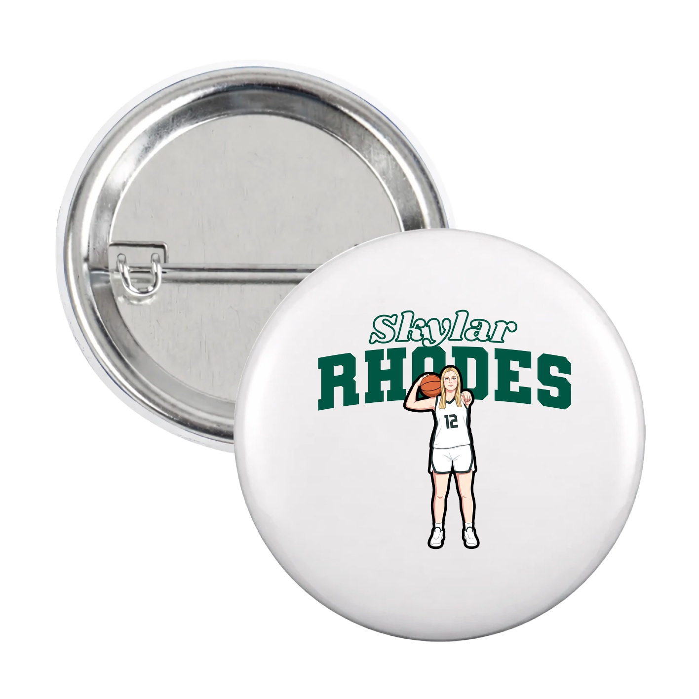 Game Day Button — Name Arch in White