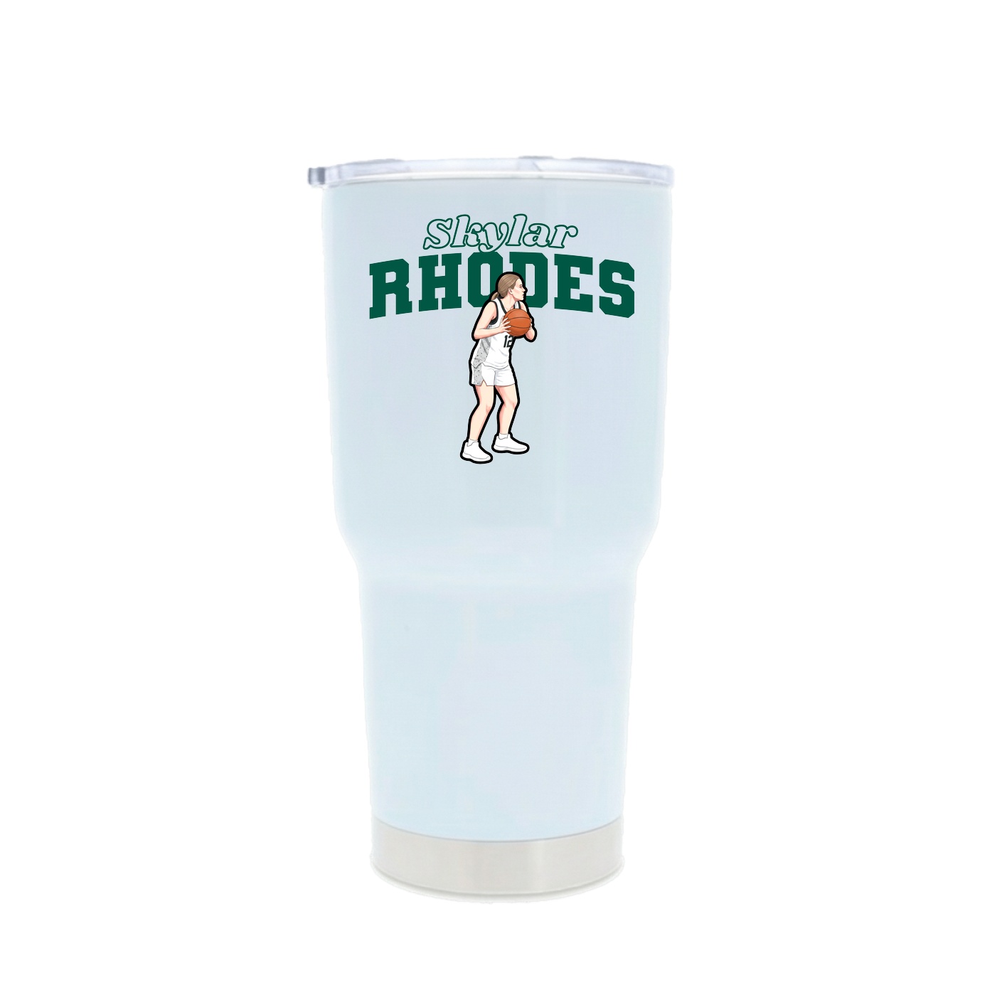 30oz Stainless Steel Tumbler — Name Arch in White