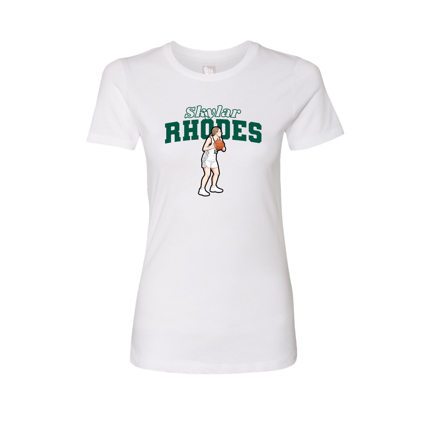 Fitted Women's Tee — Name Arch in White