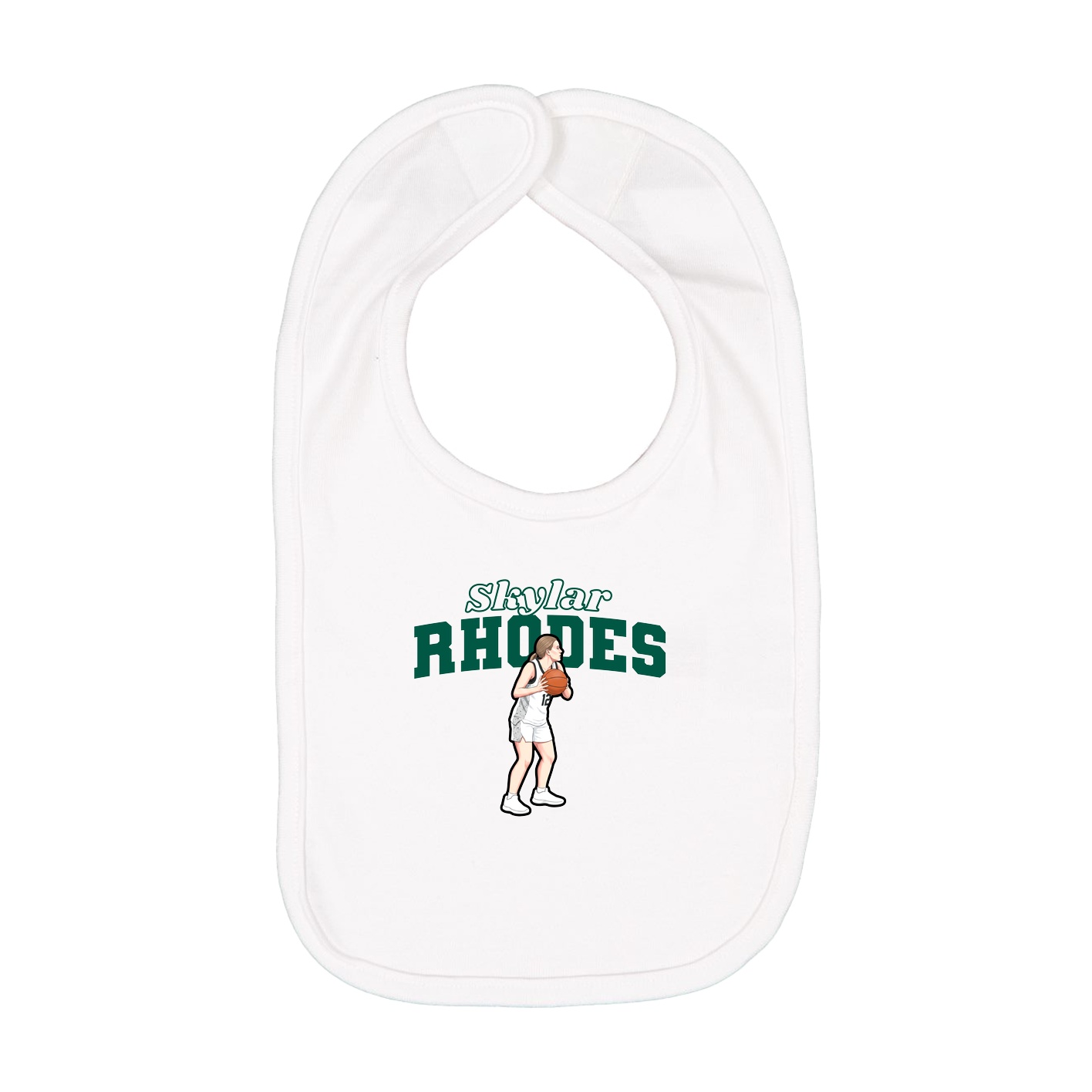 Infant Bib — Name Arch in White