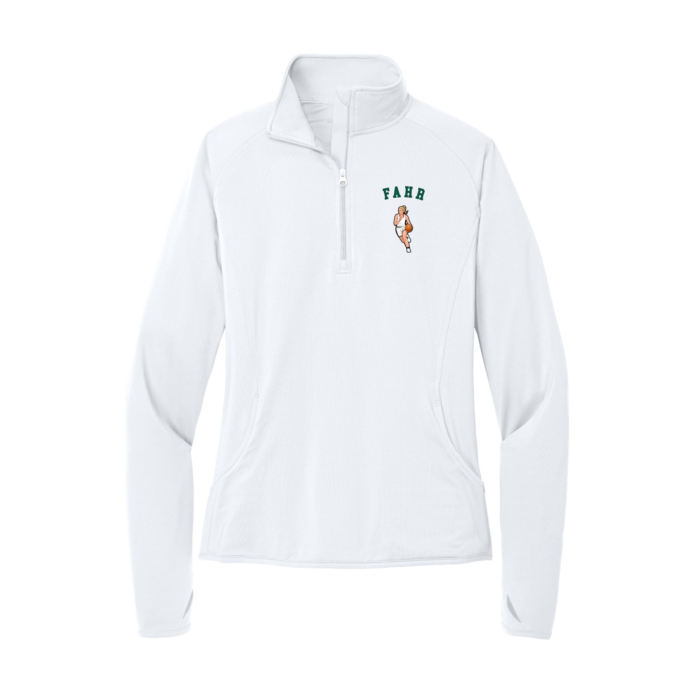 Women's Q-Zip Pullover — Shirsey Arch in White