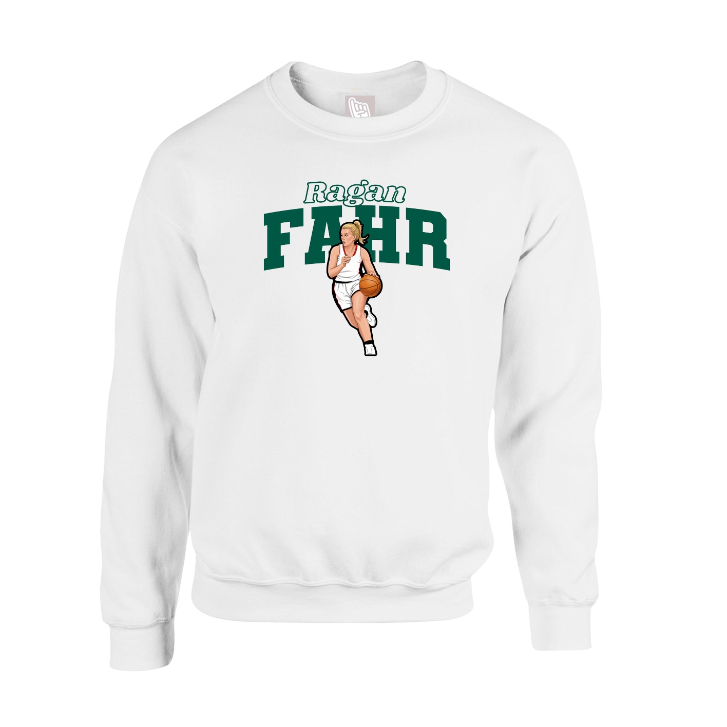 Fleece Crew — Name Arch in White