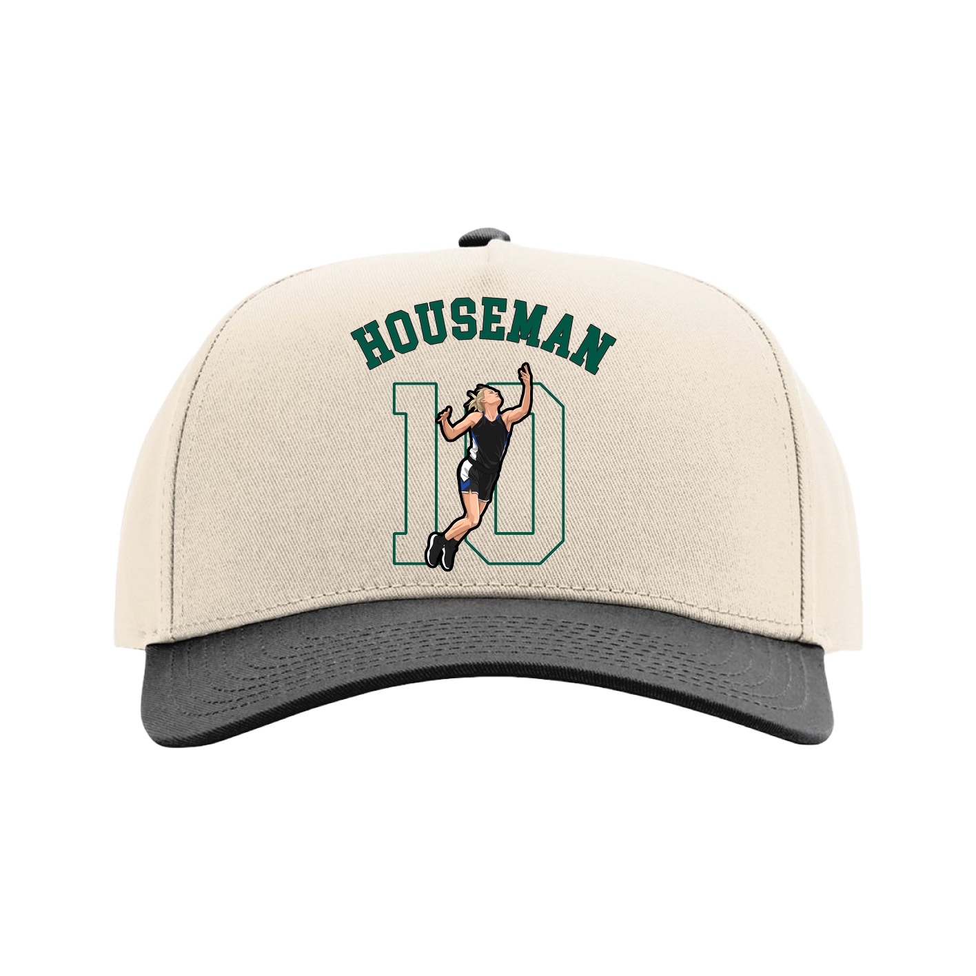 Full Fabric Five-Panel Champ Cap — Shirsey Arch in Cream/Black