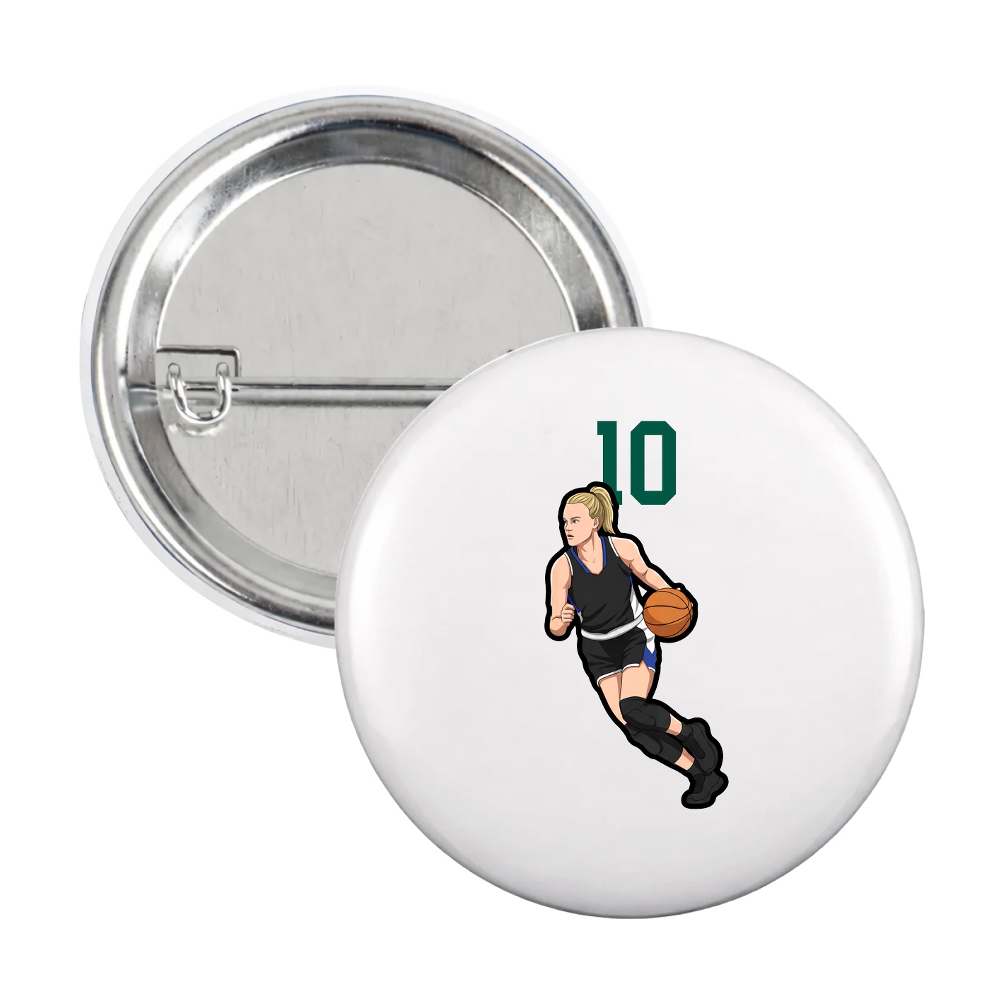 Game Day Button — Number Top in White