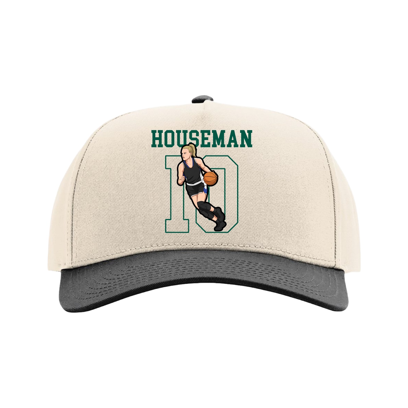 Full Fabric Five-Panel Champ Cap — Shirsey in Cream/Black