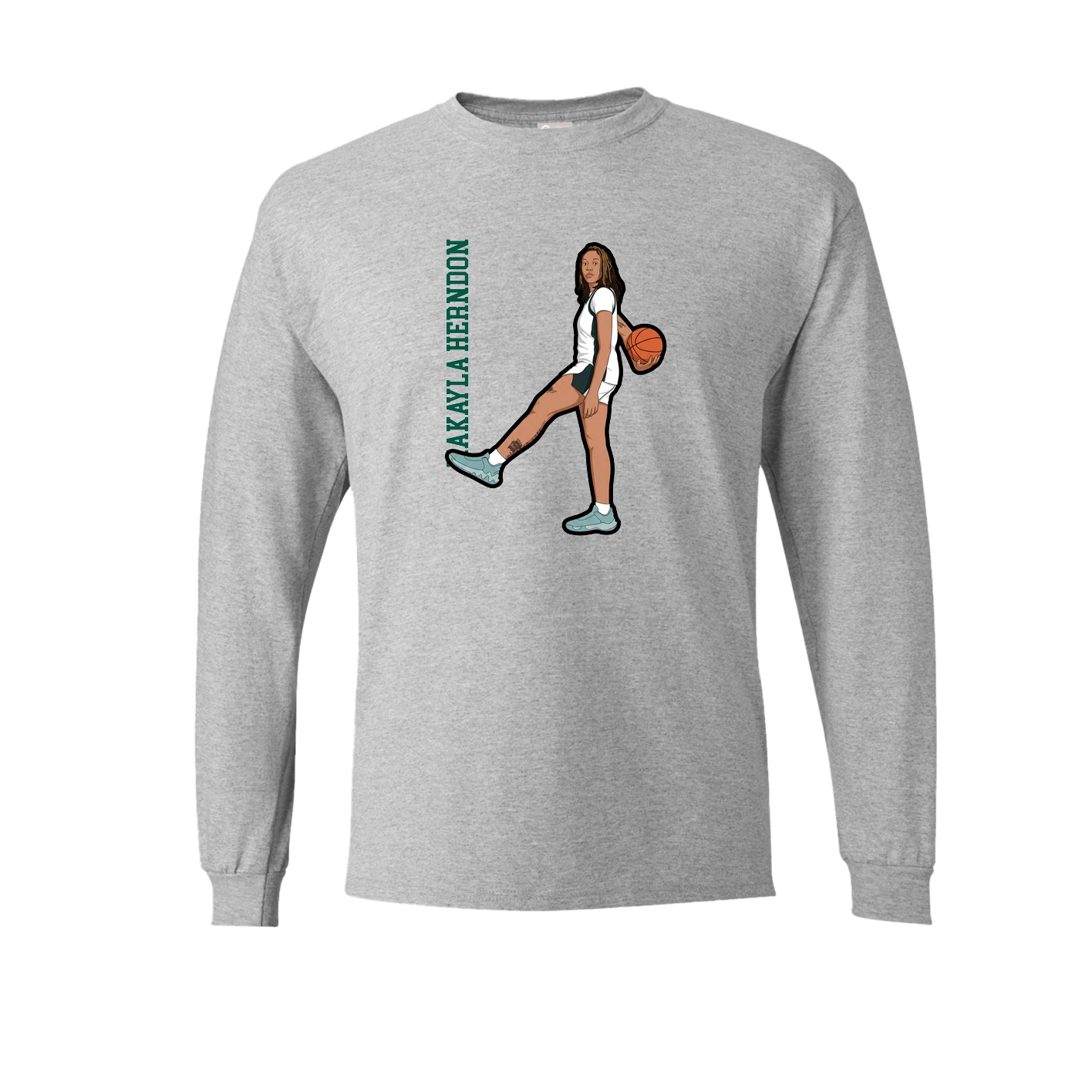 Long Sleeve Tee — Name Vertical in Grey