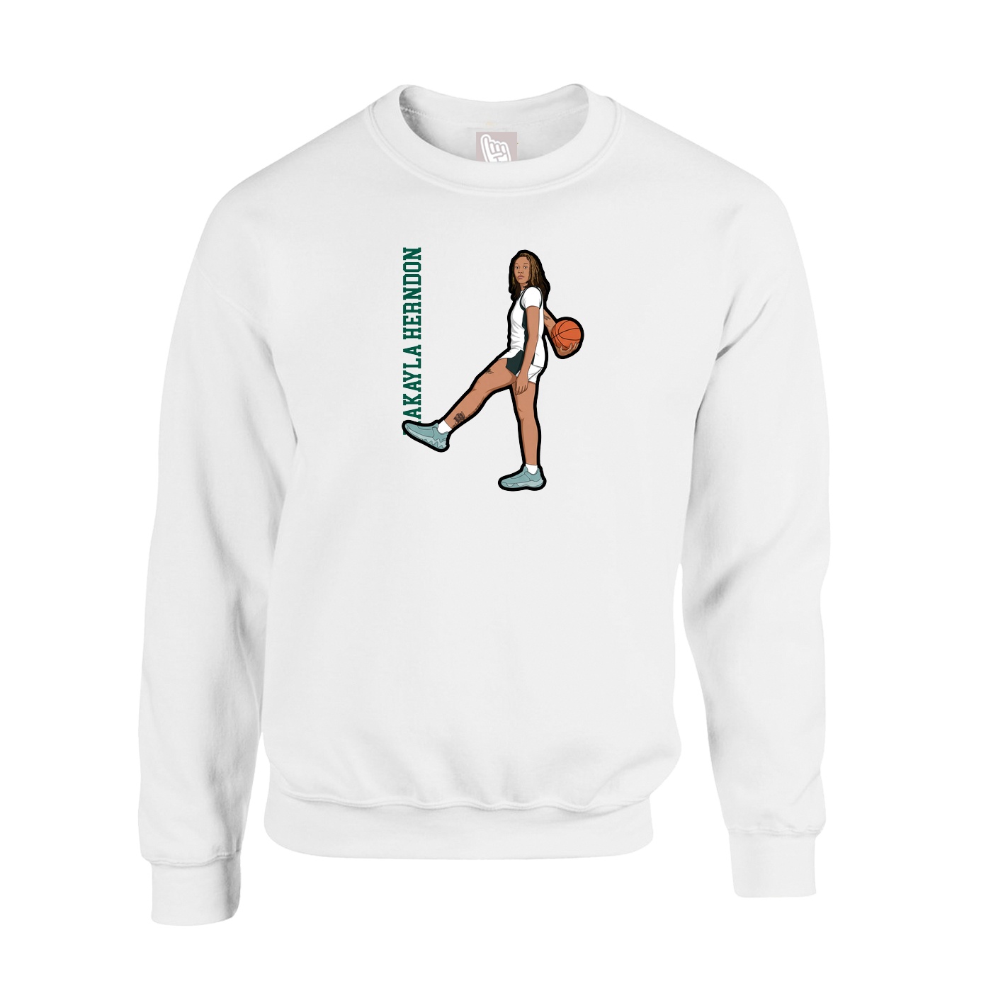 Fleece Crew — Name Vertical in White
