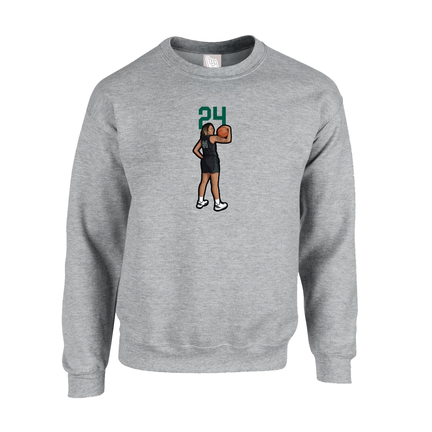 Fleece Crew — Number Top in Grey