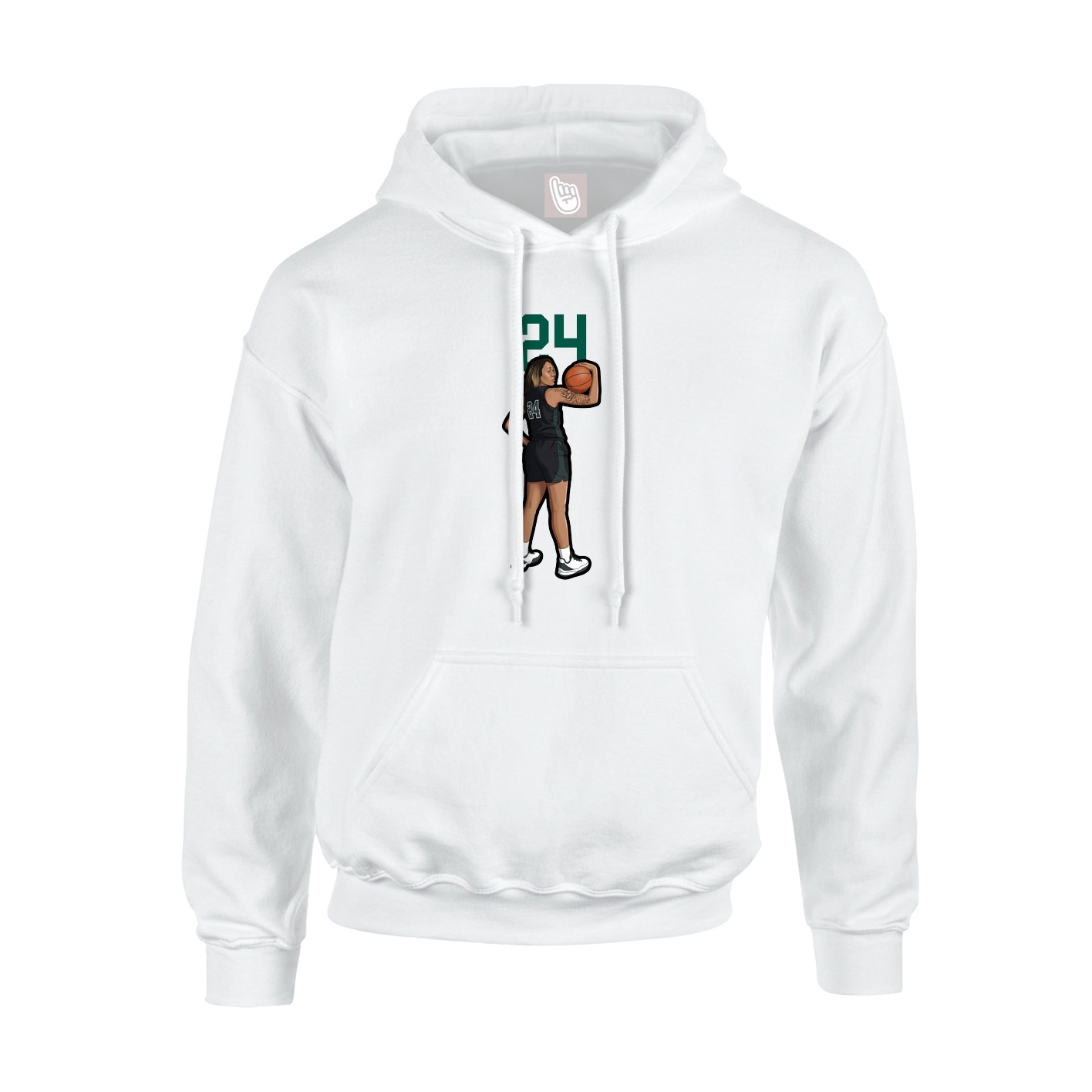 Youth Hoodie — Number Top in White