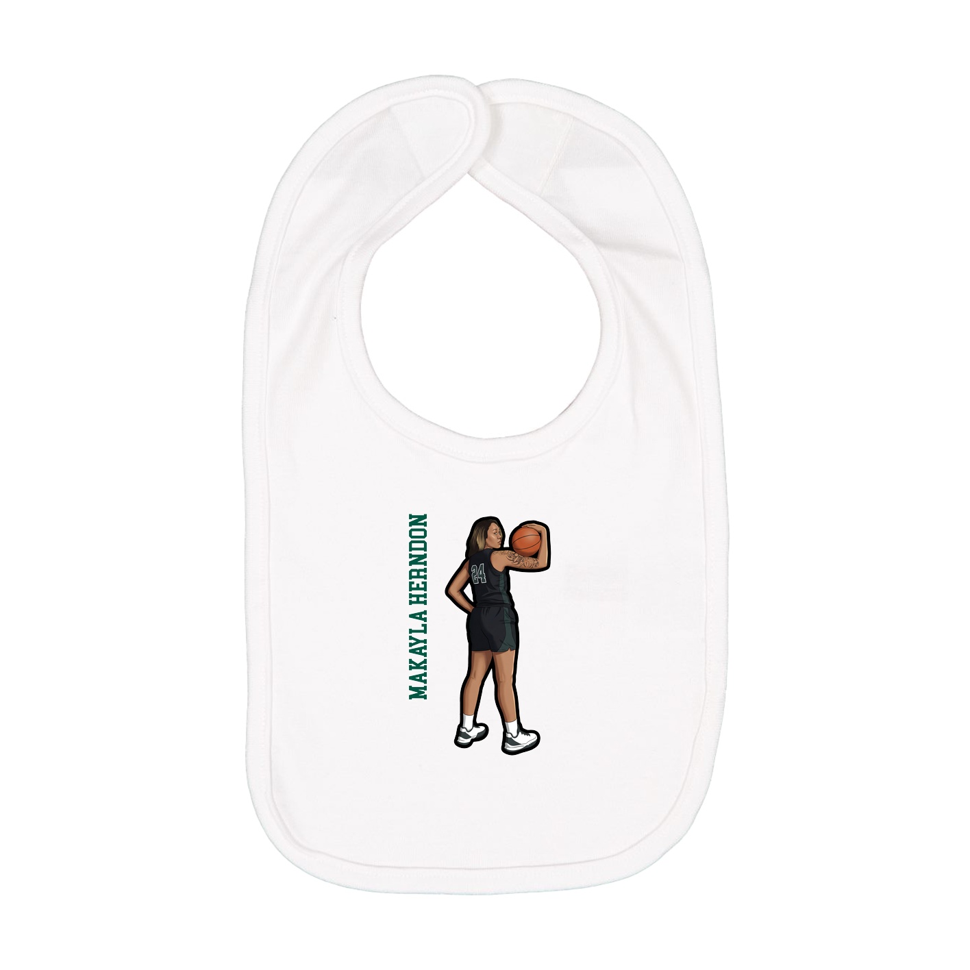 Infant Bib — Name Vertical in White