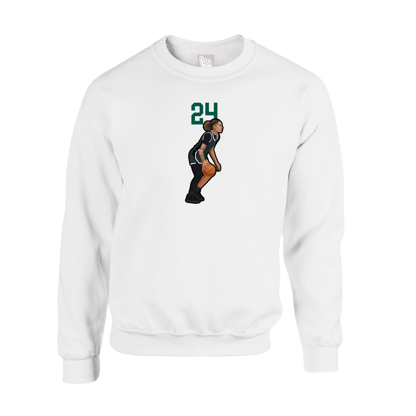 Fleece Crew — Number Top in White