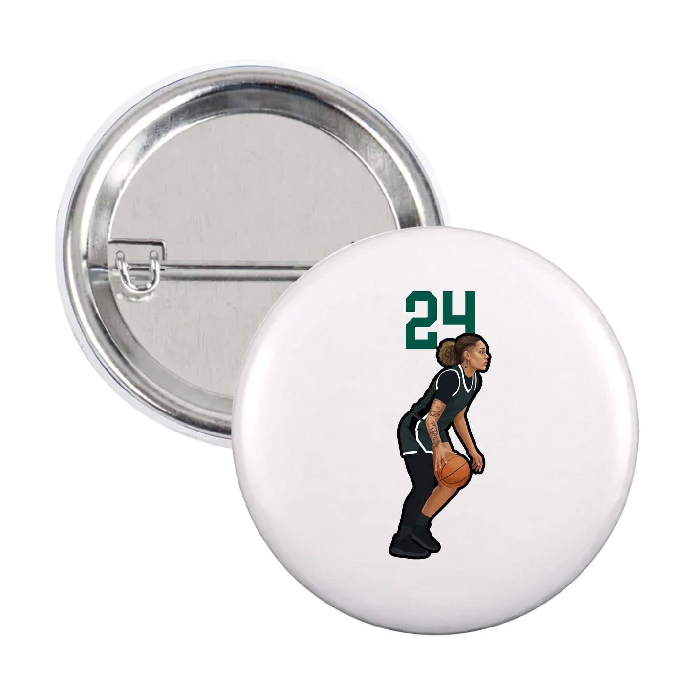 Game Day Button — Number Top in White